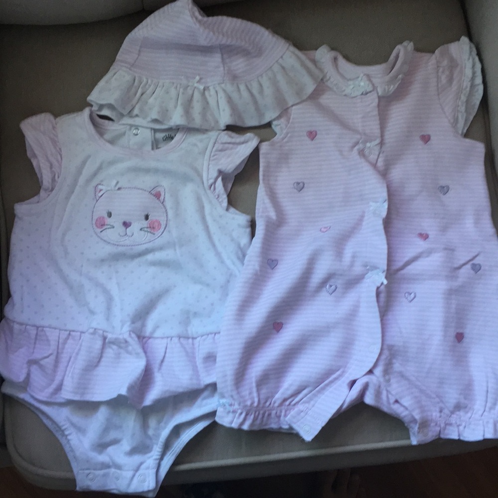 Little Me heart stripe Romper Set Size 9 M